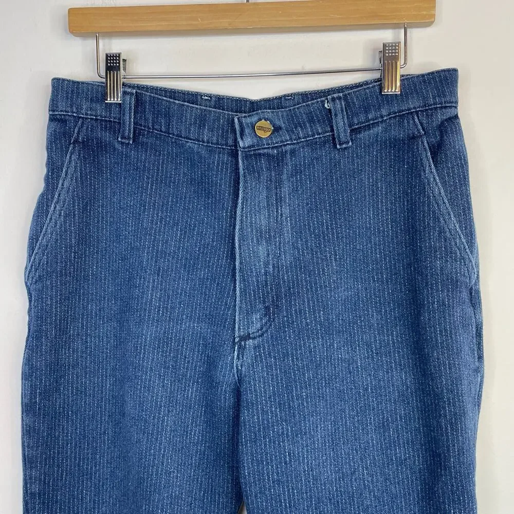 Vintage Wrangler Pinstripe Denim Trouser Jeans High Waist Straight Leg misses 18